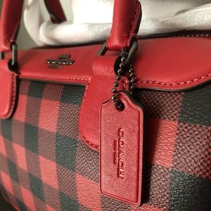 NWT Coach Ruby Red Gingham Buffalo Check Bag